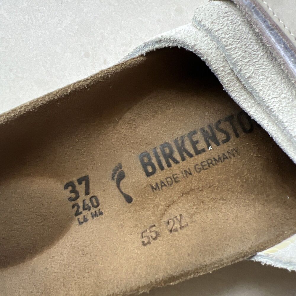 Birkenstock Womens 37 Oita Sandals Shoes Antique White Suede Slide Comfort - Picture 9 of 11